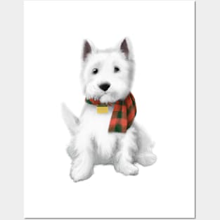 Cute West Highland White Terrier Drawing Posters and Art